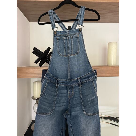 Indigo Blue Distressed Maternity Overalls - Picture 5 of 10